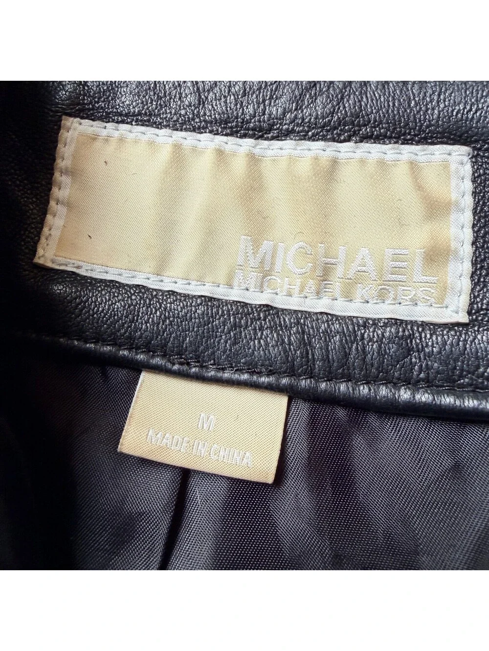 Michael Kors Women’s M Genuine Leather Moto Jacket Faux Sherpa Collar